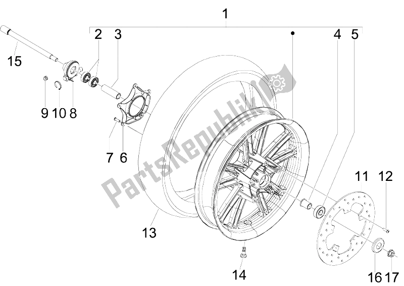 Toutes les pièces pour le Roue Avant du Gilera Nexus 300 IE E3 2009