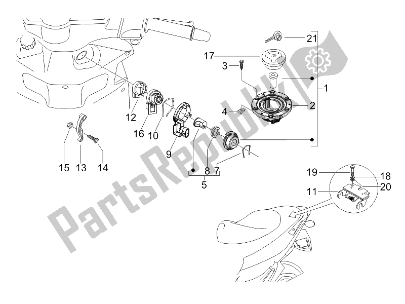 All parts for the Locks of the Gilera Runner 125 VX 4T E3 Serie Speciale 2007