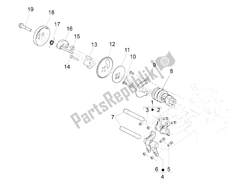 All parts for the Rocking Levers Support Unit of the Gilera Fuoco 500 4T 4V IE E3 LT 2013