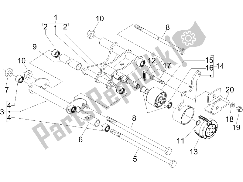 Toutes les pièces pour le Bras Oscillant du Gilera Runner 125 VX 4T E3 Serie Speciale 2007