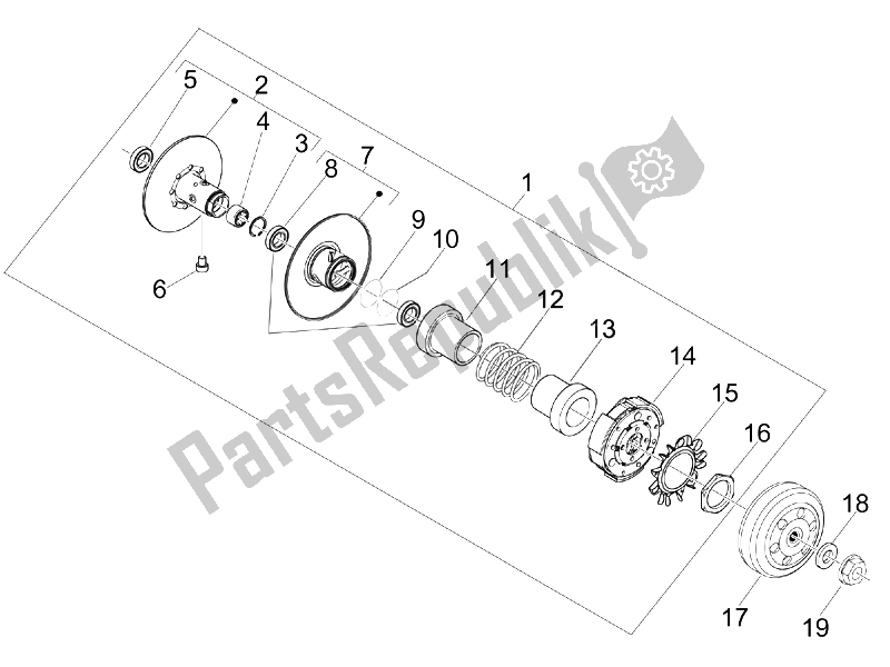 Toutes les pièces pour le Poulie Menée du Gilera Nexus 300 IE E3 2009