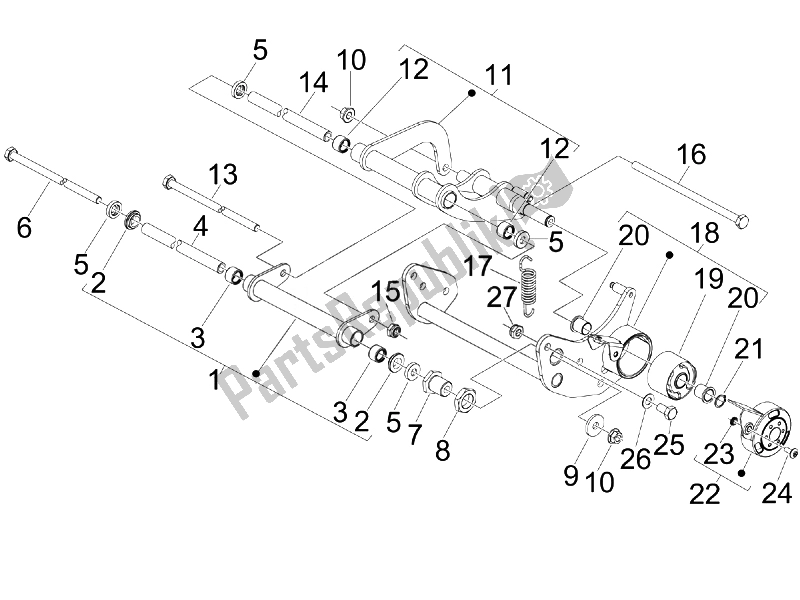 Tutte le parti per il Braccio Oscillante del Gilera Nexus 125 IE E3 2008