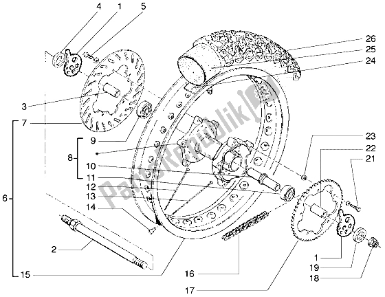 Toutes les pièces pour le Roue Arrière du Gilera Zulu 50 1998