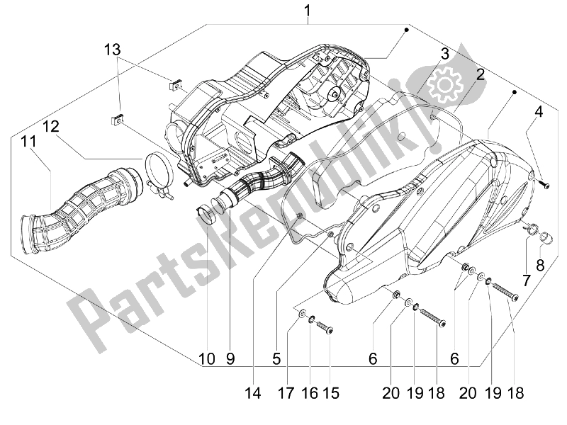 All parts for the Air Filter of the Gilera Nexus 300 IE E3 2008