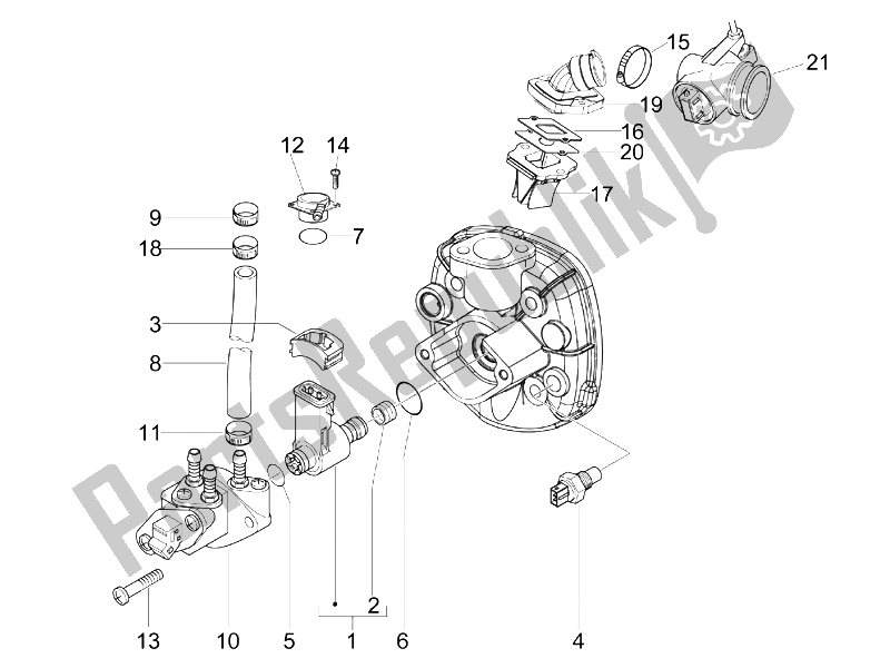 Toutes les pièces pour le Corps De Papillon - Injecteur - Tuyau Union du Gilera Runner 50 Pure JET SC 2006