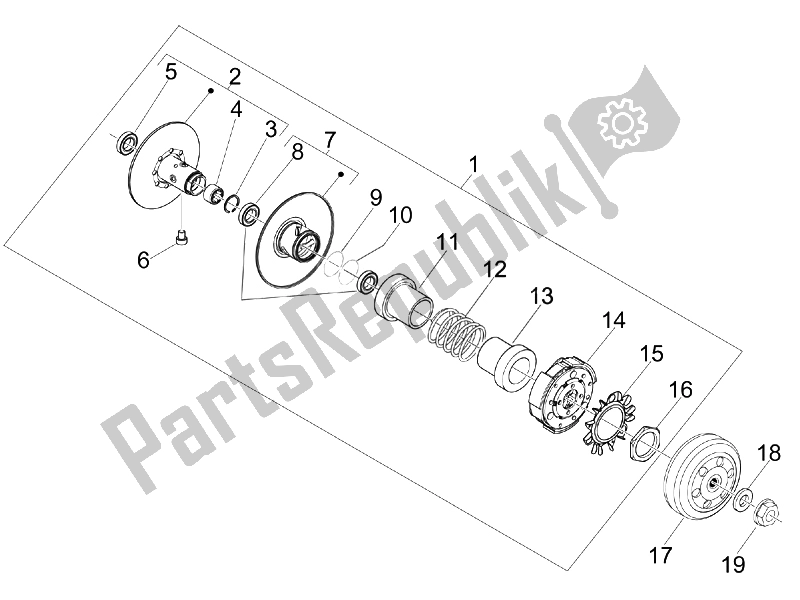 Toutes les pièces pour le Poulie Menée du Gilera Nexus 300 IE E3 2008