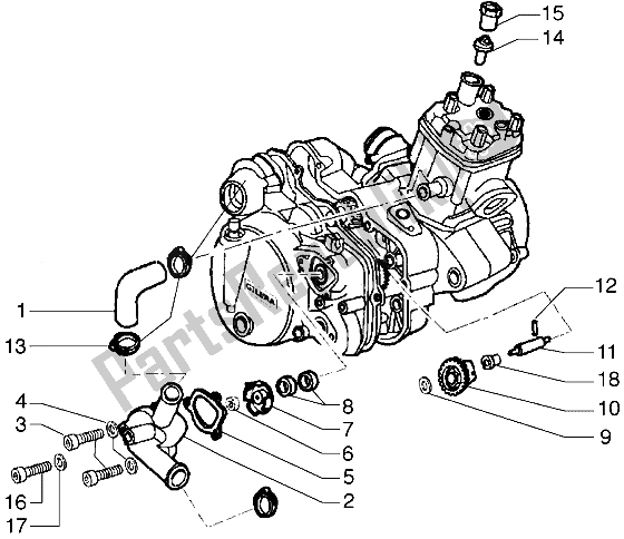 All parts for the Water Pump of the Gilera GSM M Y 50 1998