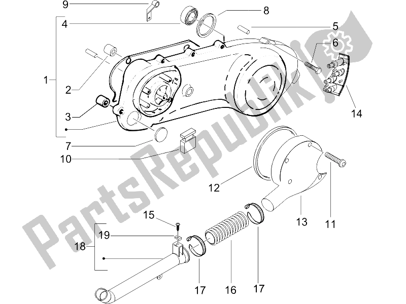 All parts for the Crankcase Cover - Crankcase Cooling of the Gilera Runner 50 SP 2007