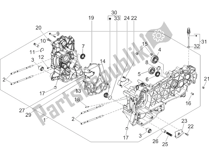 All parts for the Crankcase of the Gilera Runner 125 VX 4T 2005