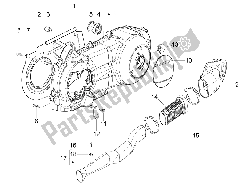 All parts for the Crankcase Cover - Crankcase Cooling of the Gilera Runner 125 ST 4T E3 2008