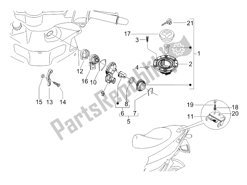 Toutes les pièces pour le Serrures du Gilera Runner 200 VXR 4T E3 2006