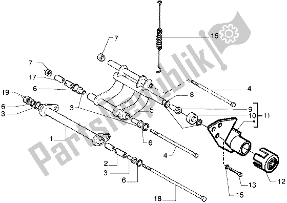 All parts for the Swinging Arm of the Gilera Runner VXR 125 1998