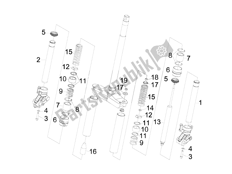 Toutes les pièces pour le Composants De La Fourche (wuxi Top) du Gilera Runner 50 SP 2010