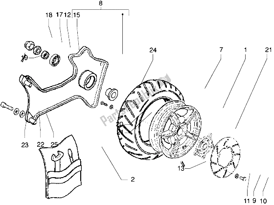 All parts for the Rear Wheel of the Gilera Runner VXR 125 1998