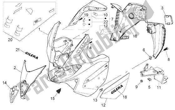 All parts for the Shield of the Gilera Nexus 500 1998