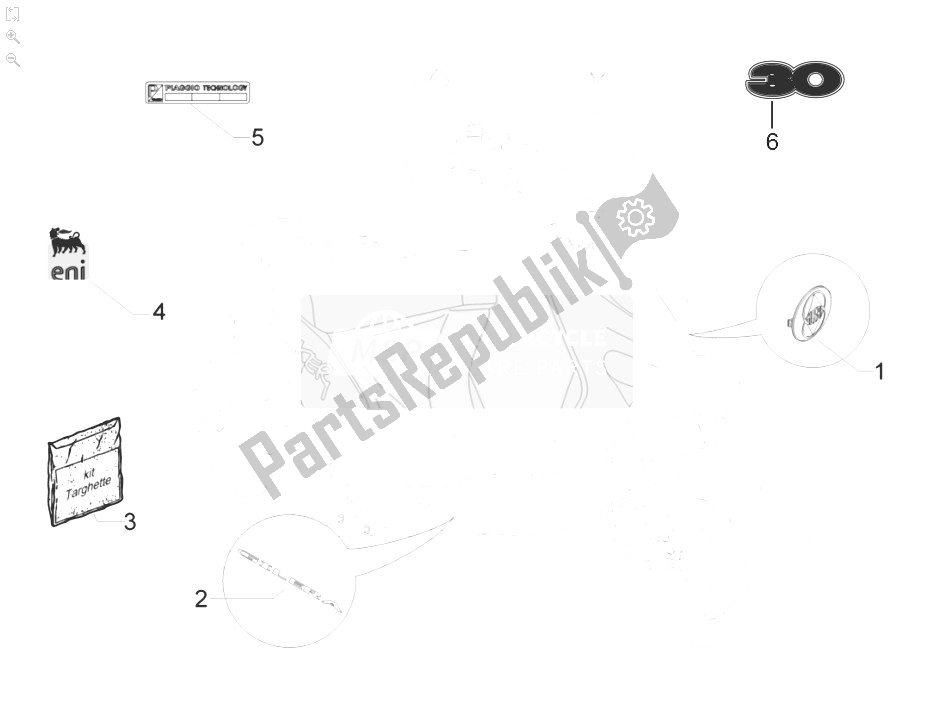 All parts for the Plates - Emblems of the Gilera Stalker 50 2008