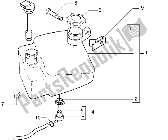 All parts for the Oil Tank of the Gilera DNA 50 1998