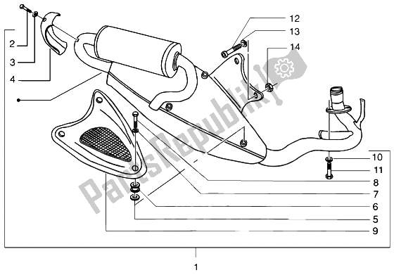 All parts for the Silencer of the Gilera Runner 50 Purejet 1998