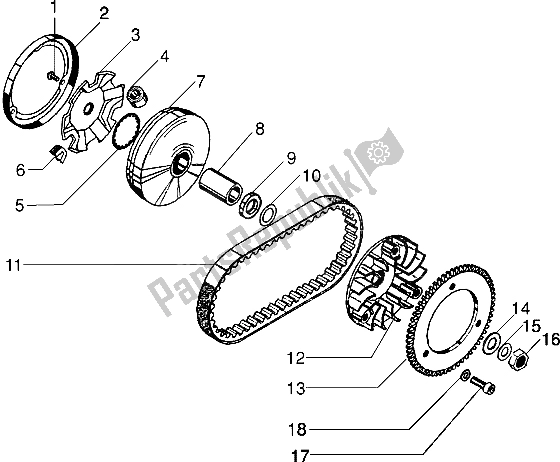 All parts for the Front Pulley of the Gilera Eaglet Automatic 50 1998