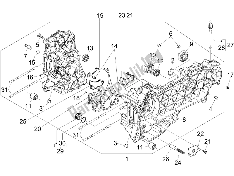 Toutes les pièces pour le Carter du Gilera Runner 125 ST 4T E3 2008