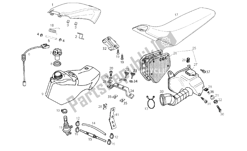 All parts for the Tank - Air Box - Saddle of the Gilera SMT 50 2011