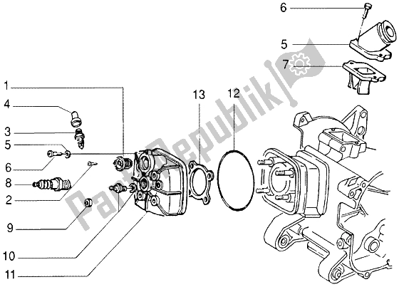All parts for the Cylinder Head And Induction Pipe of the Gilera DNA M Y 50 1998
