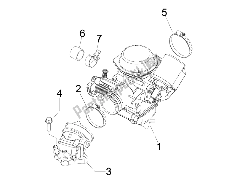 Toutes les pièces pour le Carburateur, Montage - Tuyau Union du Gilera Runner 200 ST 4T E3 2008