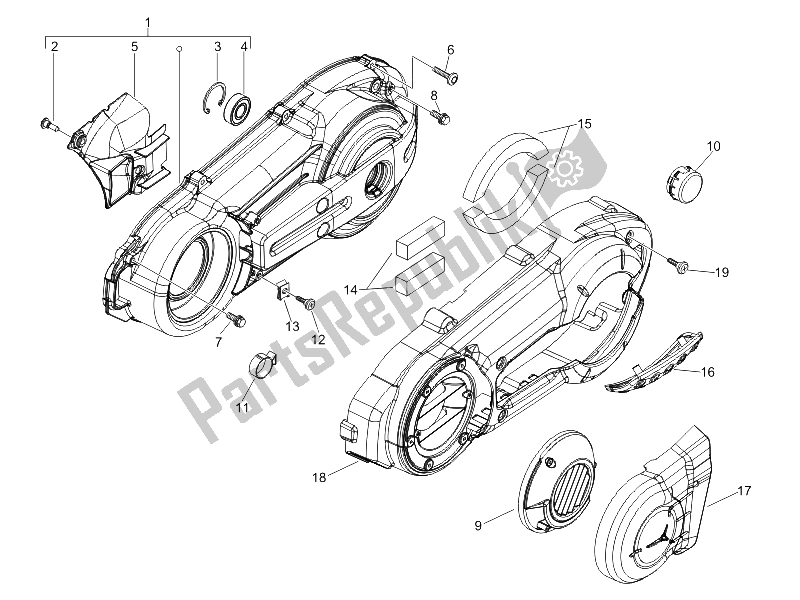 Toutes les pièces pour le Couvercle De Carter - Refroidissement Du Carter du Gilera Fuoco 500 E3 2007