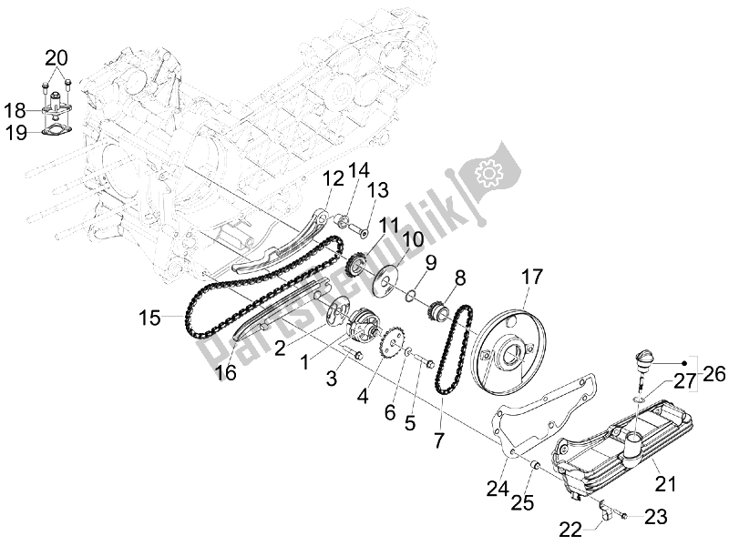 All parts for the Oil Pump of the Gilera Nexus 300 IE E3 2008