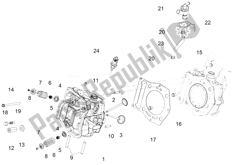 Todas las partes para Unidad Principal - Válvula de Gilera Fuoco 500 4T 4V IE E3 LT 2013