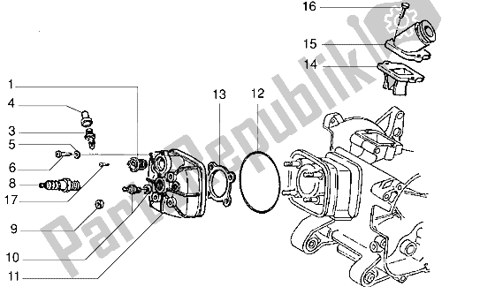 All parts for the Cylinder Head And Induction Pipe of the Gilera DNA 50 1998