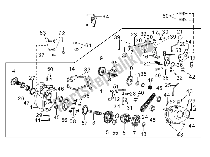 All parts for the Gear-box Components of the Gilera Oregon 250 CC 2007