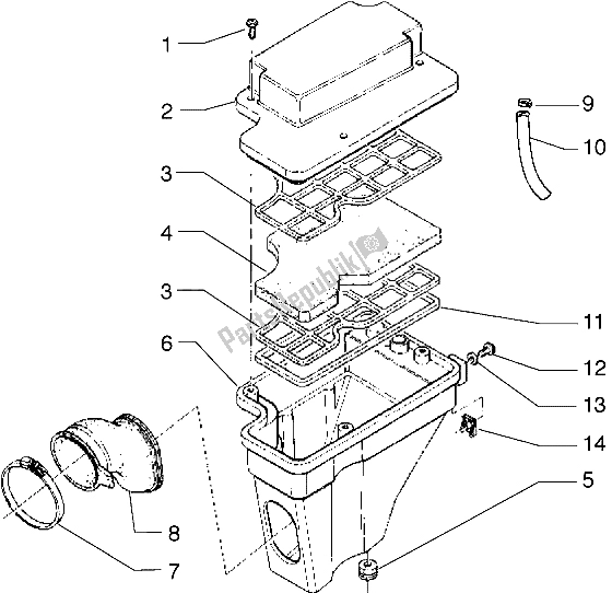 All parts for the Air Cleaner of the Gilera GSM M Y 50 1998