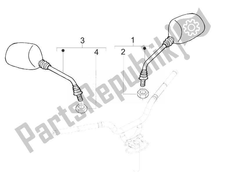 All parts for the Driving Mirror/s of the Gilera Stalker 50 2008