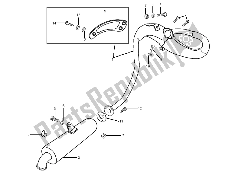 Alle onderdelen voor de Geluiddemper van de Gilera SMT 50 2006