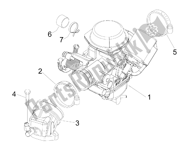 All parts for the Carburettor, Assembly - Union Pipe of the Gilera Runner 125 VX 4T E3 UK 2006