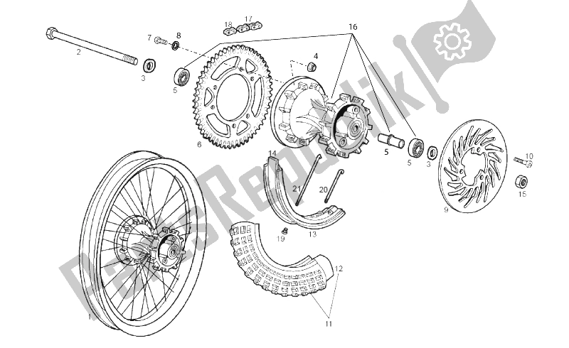 Toutes les pièces pour le Roue Arrière du Gilera RCR 50 2011