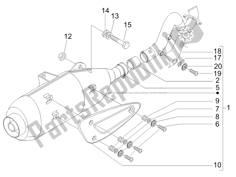 All parts for the Silencer of the Gilera Runner 125 VX 4T SC 2006