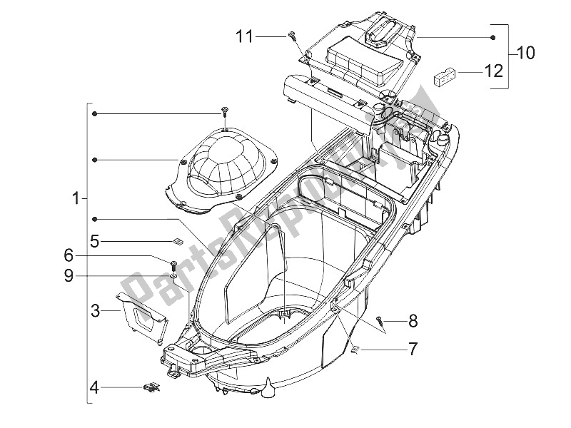 Tutte le parti per il Alloggiamento Casco - Sotto La Sella del Gilera Runner 50 Pure JET 2005