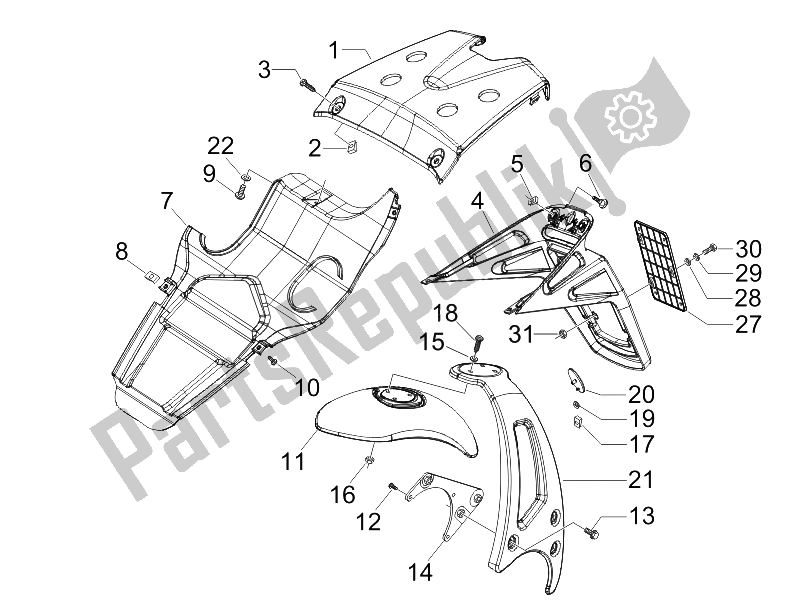 All parts for the Rear Cover - Splash Guard of the Gilera Runner 50 Pure JET Race CH 2006