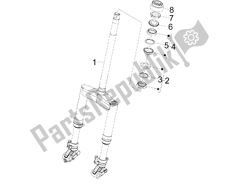 All parts for the Fork/steering Tube - Steering Bearing Unit of the Gilera Runner 50 SP 2007