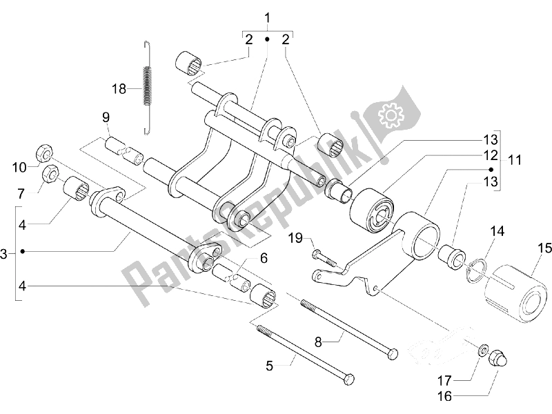 Toutes les pièces pour le Bras Oscillant du Gilera Runner 200 VXR 4T Race UK 2006