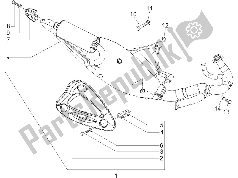 All parts for the Silencer of the Gilera Runner 50 SP 2005