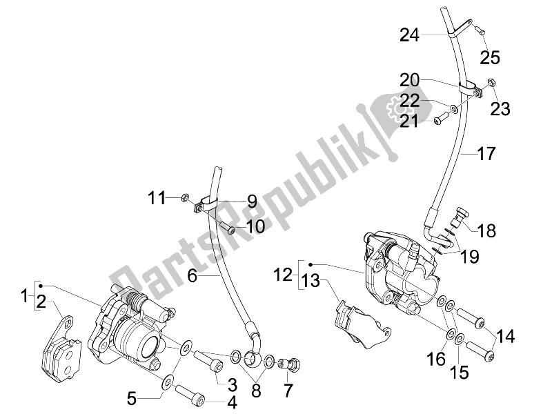 Toutes les pièces pour le Tuyaux De Freins - étriers du Gilera Runner 50 Pure JET ST 2008