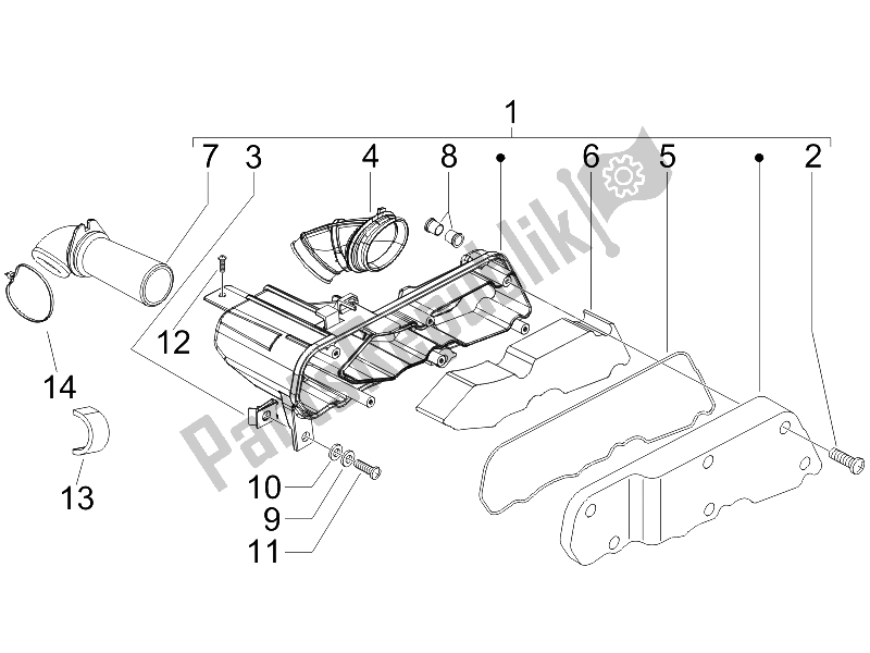 All parts for the Air Filter of the Gilera Storm 50 UK 2007