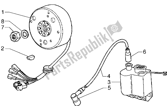 All parts for the Flywheel Magneto-h. T. Coil of the Gilera GSM M Y 50 1998