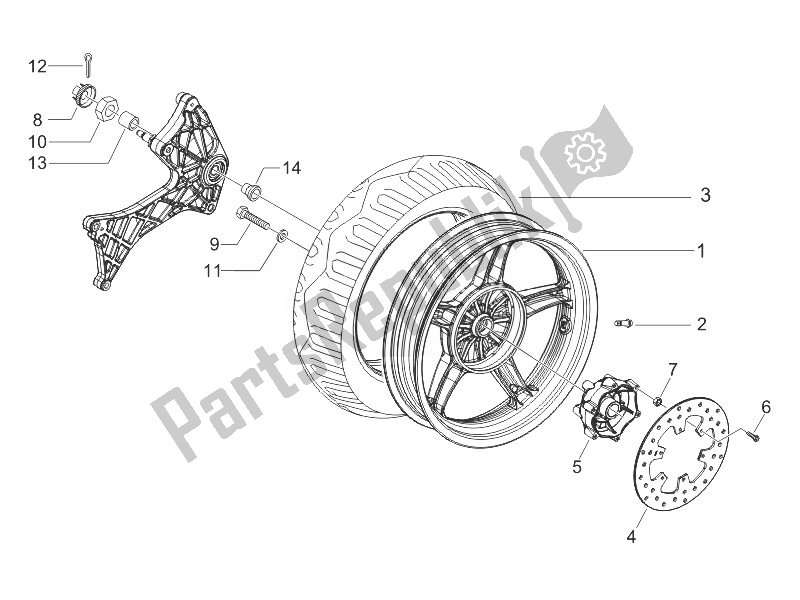 All parts for the Rear Wheel of the Gilera Runner 125 VX 4T 2005