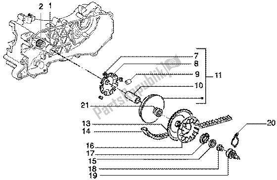 All parts for the Driving Pulley of the Gilera DNA GP Experience 50 1998