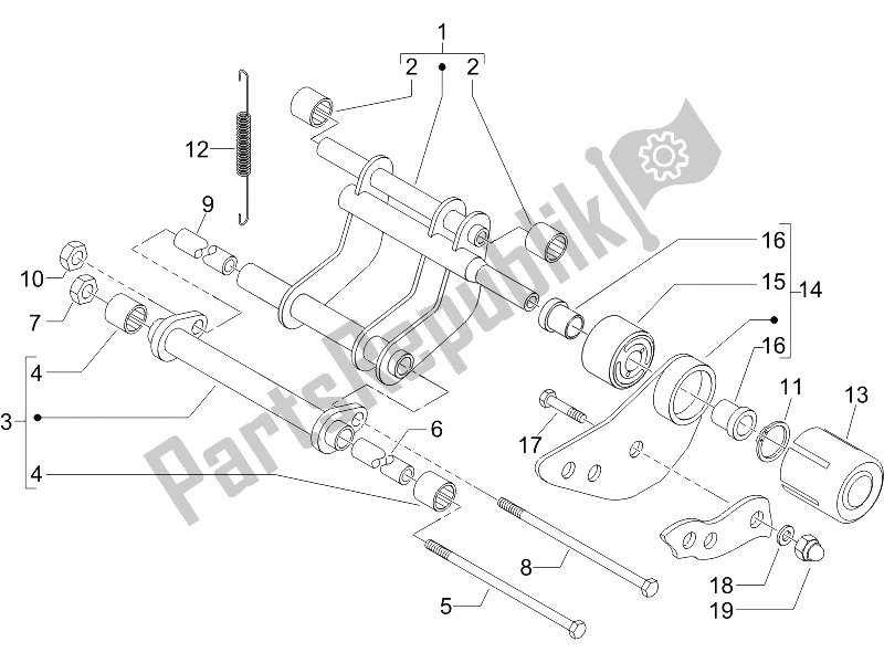 Toutes les pièces pour le Bras Oscillant du Gilera Runner 125 VX 4T SC E3 UK 2006