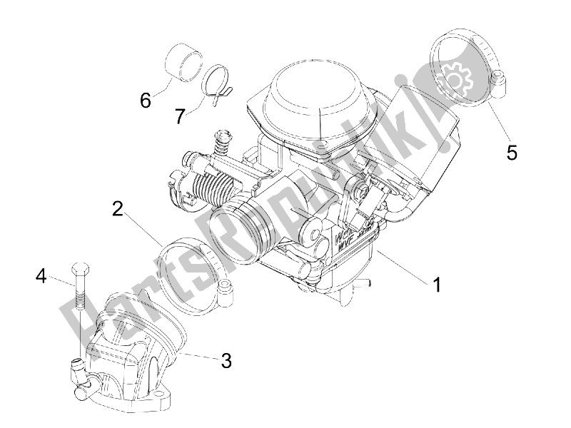 All parts for the Carburettor, Assembly - Union Pipe of the Gilera Runner 125 VX 4T E3 2007